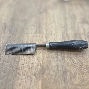 Vintage Brass Hair Straightener and Hot Comb with Wood Handle